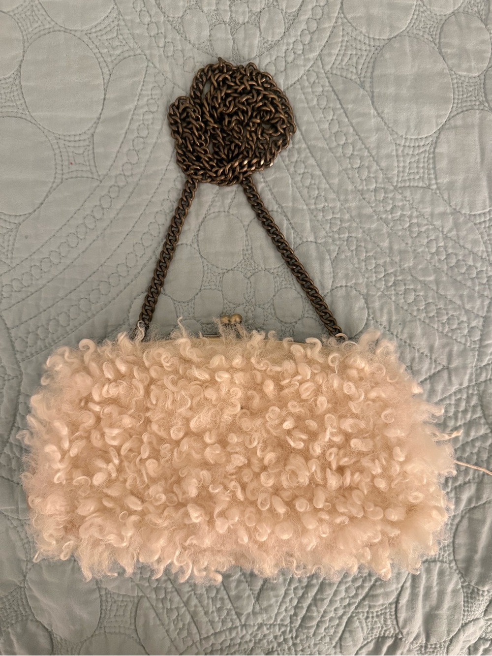 Universal Thread Blush Curly Shearling Chain Clutch